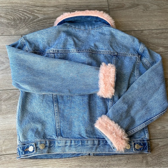 Topshop MOTO Faux Fur Denim Jacket - Picture 7 of 16